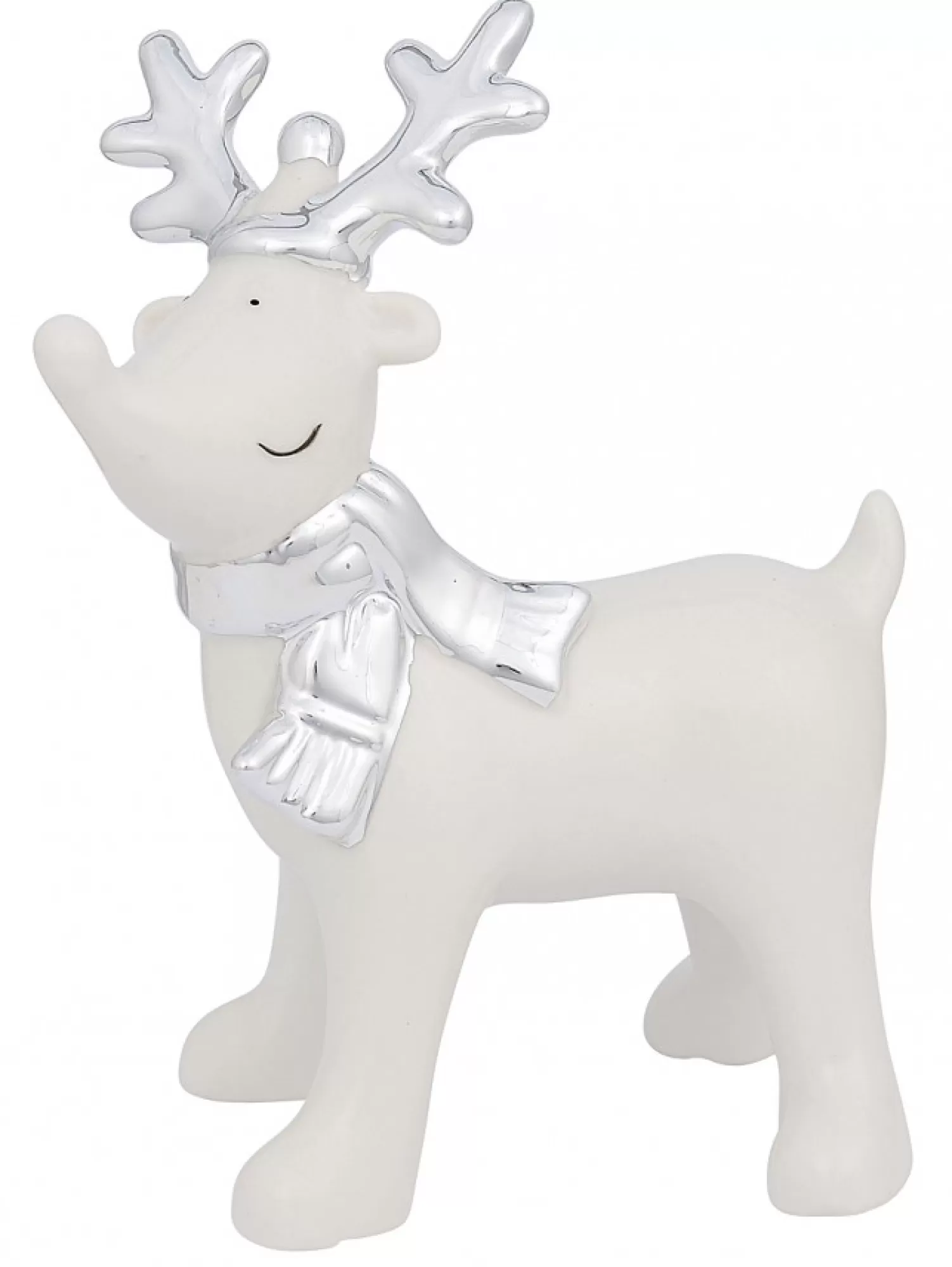 Christmas Warehouse White Winter Reindeer With Scarf Ceramic Christmas Ornament - 14Cm> Ceramic Christmas Ornaments