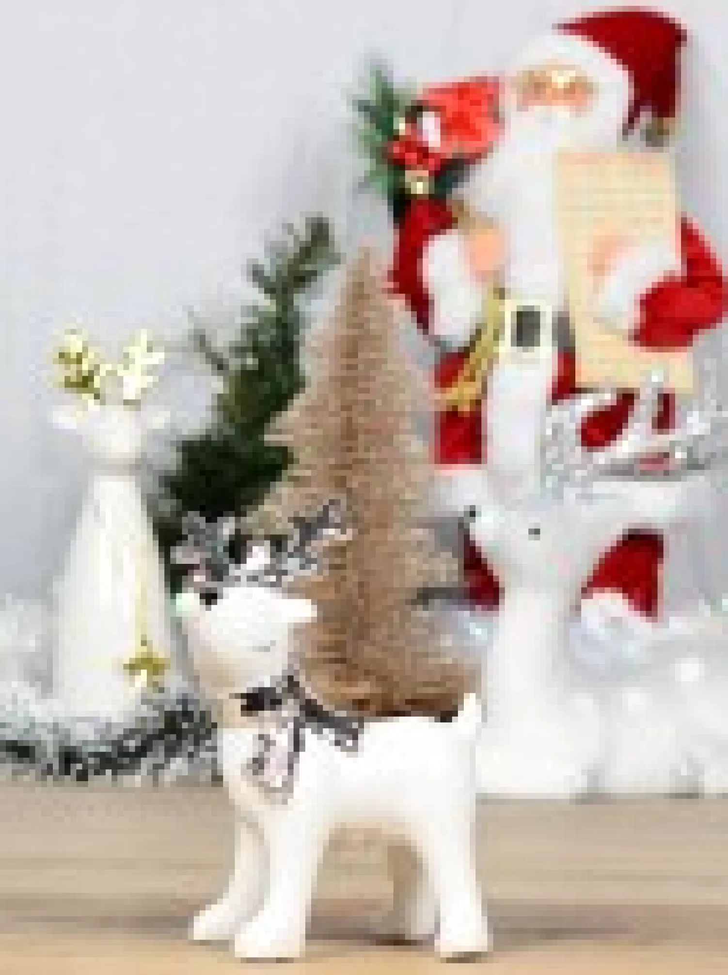 Christmas Warehouse White Winter Reindeer With Scarf Ceramic Christmas Ornament - 14Cm> Ceramic Christmas Ornaments