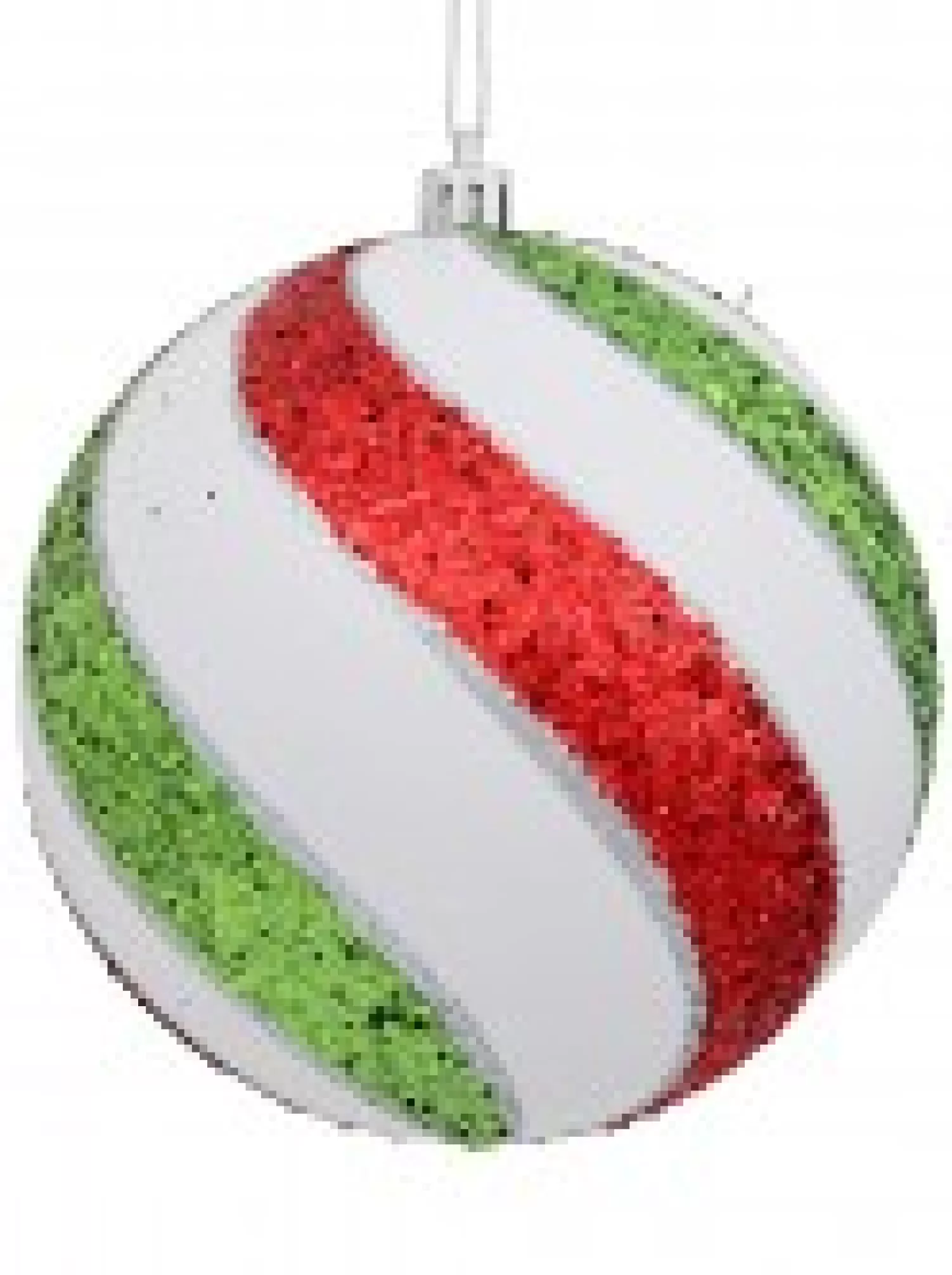 Christmas Warehouse White With Red, Green & Silver Glitter Swirl Pattern Large Baubles - 3 X 12Cm> Bauble Packs