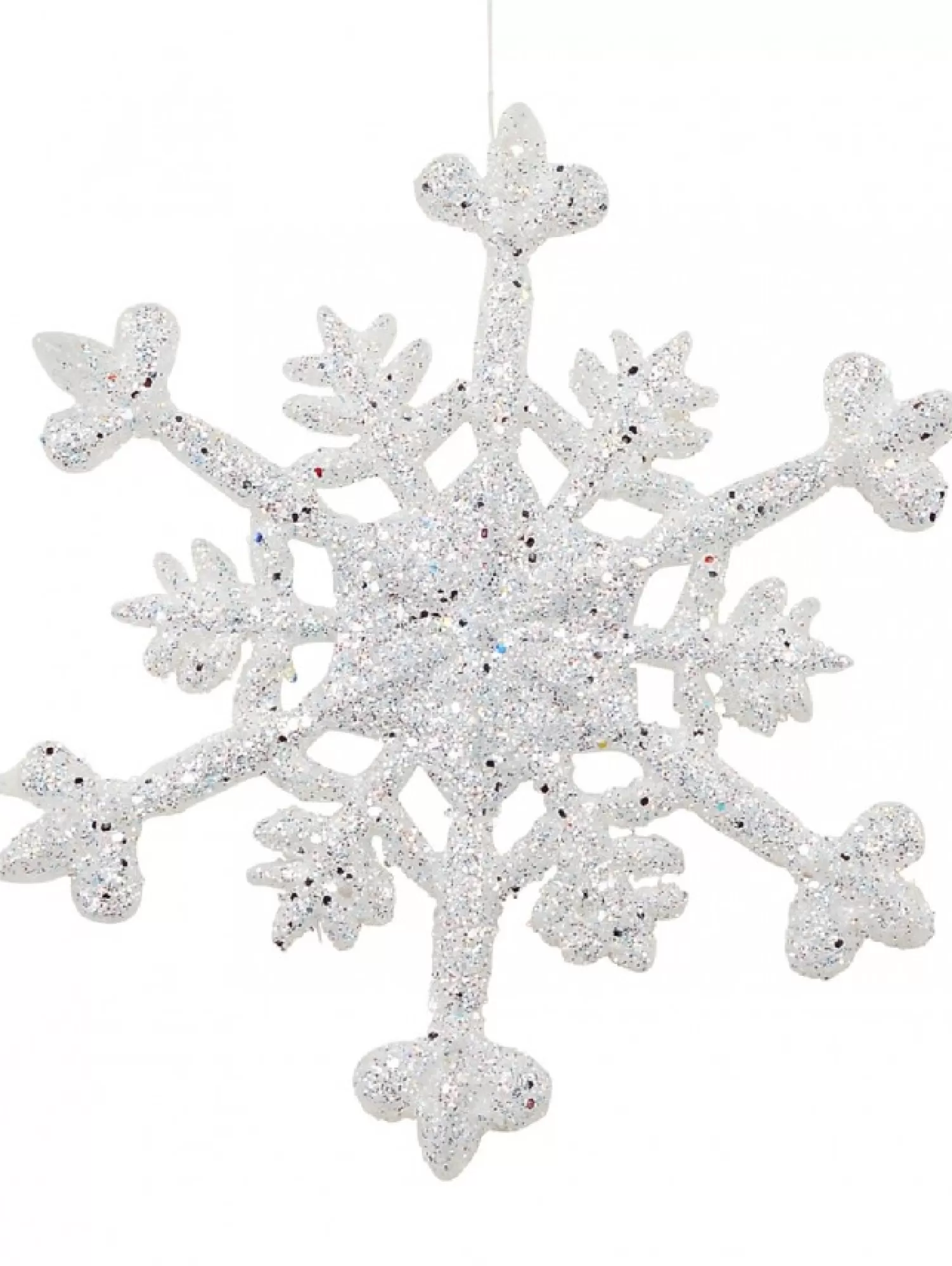 Christmas Warehouse White With Silver Glitter Snowflake Christmas Tree Hanging Decoration - 12Cm> Hanging Decorations - Individual
