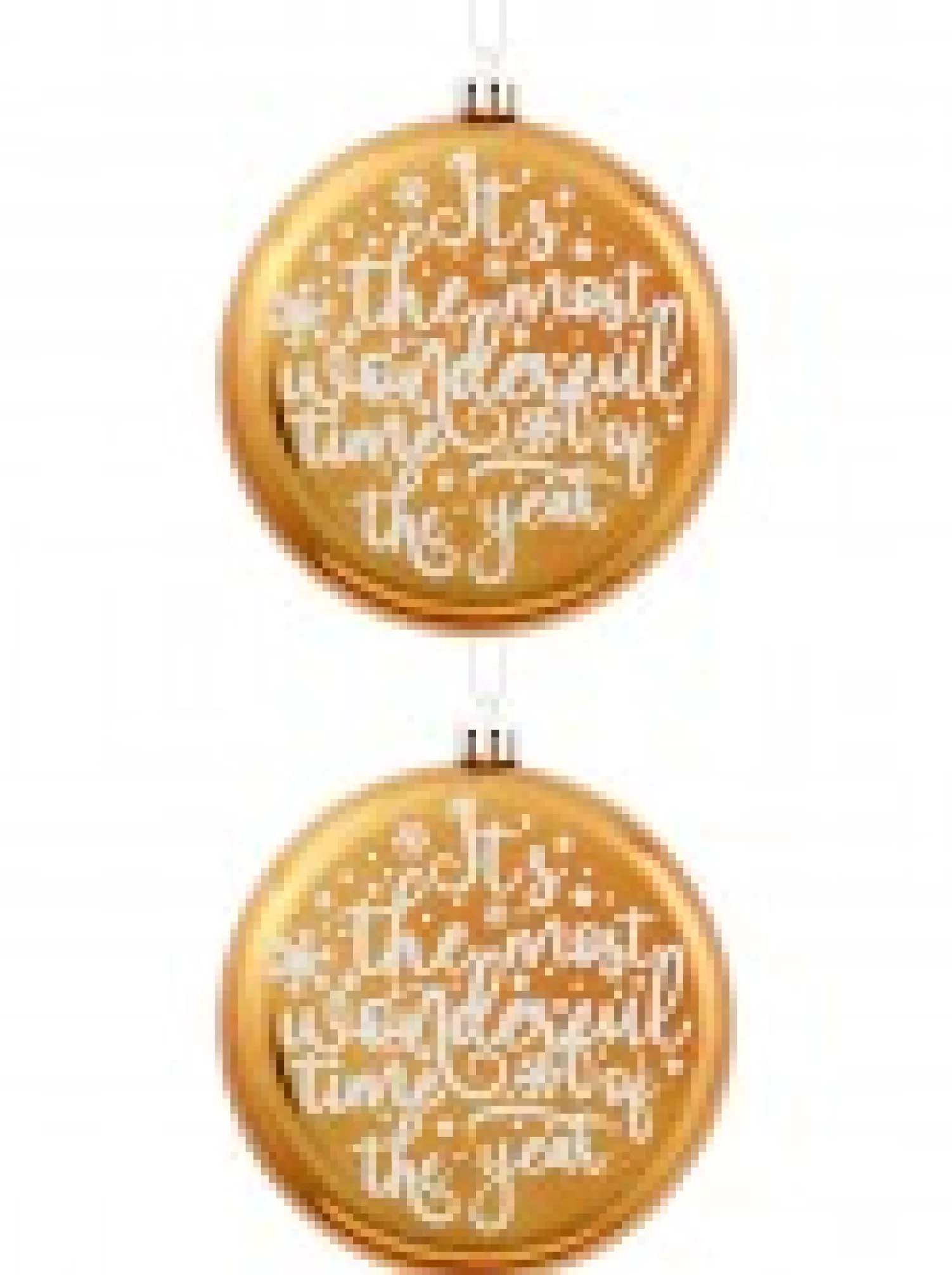 Christmas Warehouse Wonderful Christmas Font On Gold Disc Tree Hanging Decorations - 2 X 11Cm> Hanging Decorations - Packs