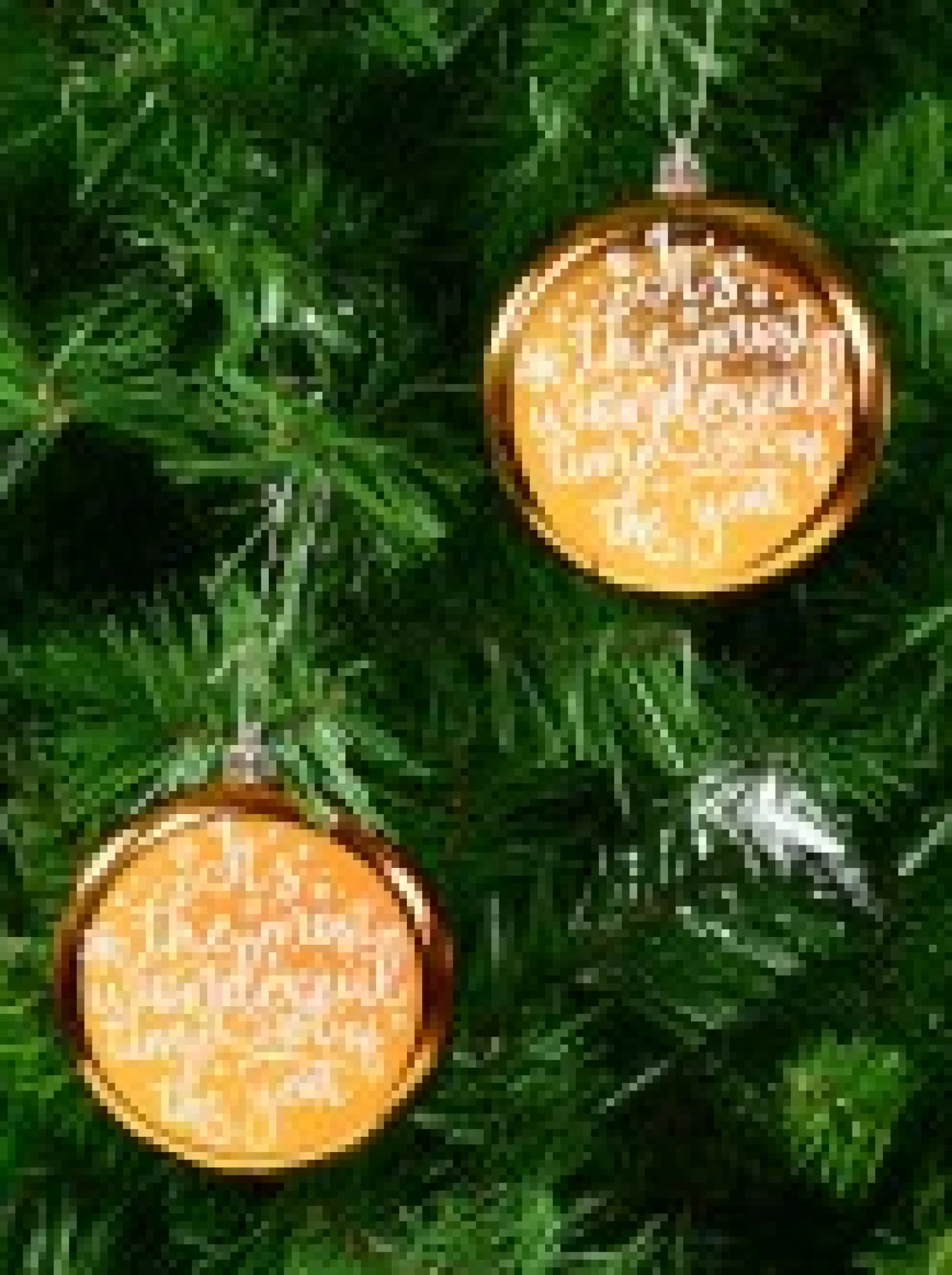 Christmas Warehouse Wonderful Christmas Font On Gold Disc Tree Hanging Decorations - 2 X 11Cm> Hanging Decorations - Packs